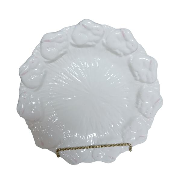 White and Pink Serving Platter Plate 10" Decorative Bunny Rabbit Decor Rare - Picture 9 of 10